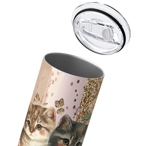 Cute Cats with Book 20oz Skinny Tumbler