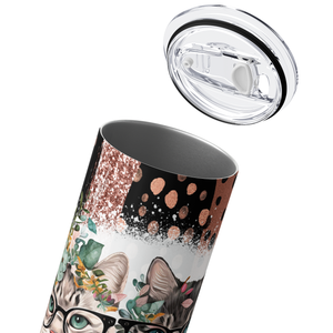 Book Cats with Glasses 20oz Skinny Tumbler