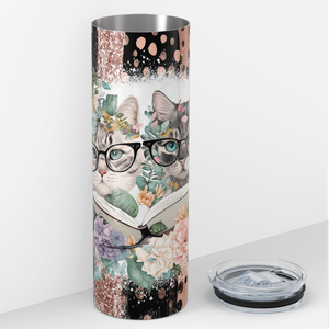 Book Cats with Glasses 20oz Skinny Tumbler