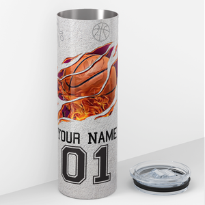 Personalized Basketball with Number 20oz Skinny Tumbler
