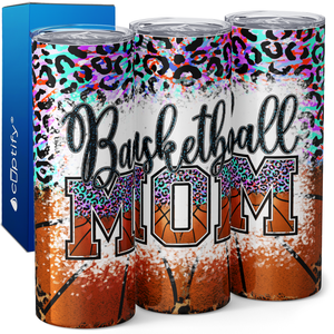 Basketball Mom Leopard Print 20oz Skinny Tumbler