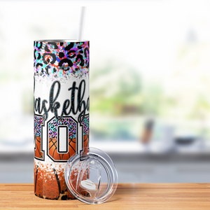 Basketball Mom Leopard Print 20oz Skinny Tumbler