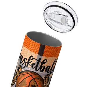 Leopard Print Basketball Mom 20oz Skinny Tumbler