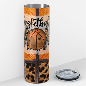 Leopard Print Basketball Mom 20oz Skinny Tumbler