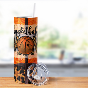 Leopard Print Basketball Mom 20oz Skinny Tumbler