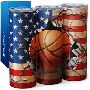 Basketball American Flag 20oz Skinny Tumbler