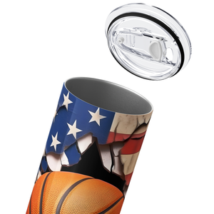 Basketball American Flag 20oz Skinny Tumbler