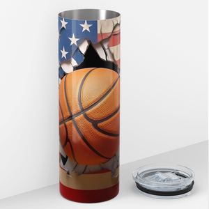 Basketball American Flag 20oz Skinny Tumbler