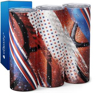 Basketball Red and Blue Stars 20oz Skinny Tumbler