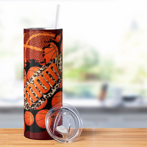 Basketball Mom Heart 20oz Skinny Tumbler