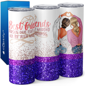 Best Friends on Purple Glitter 20oz Skinny Tumbler