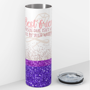 Best Friends on Purple Glitter 20oz Skinny Tumbler