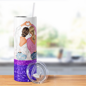 Best Friends on Purple Glitter 20oz Skinny Tumbler