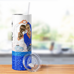 Best Friends Forever on Blue Glitter 20oz Skinny Tumbler