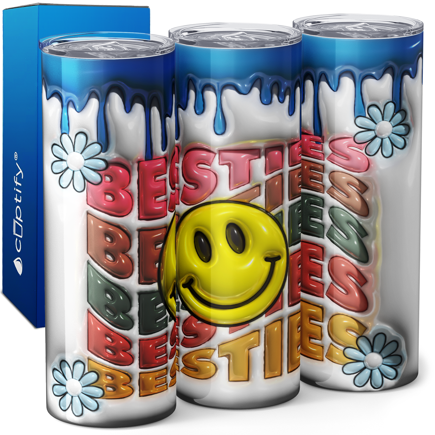 Besties Smiley Inflated Balloon 20oz Skinny Tumbler