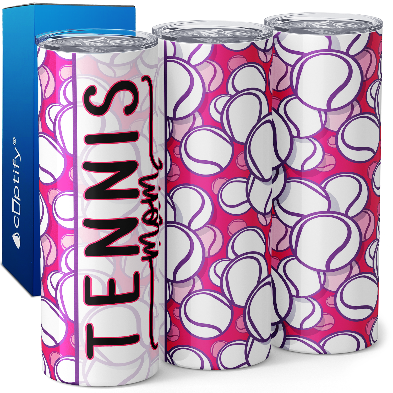 Tennis Mom Pink and Purple 20oz Skinny Tumbler