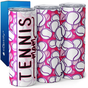 Tennis Mom Pink and Purple 20oz Skinny Tumbler