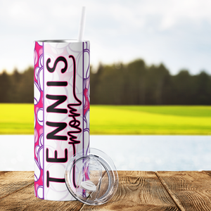 Tennis Mom Pink and Purple 20oz Skinny Tumbler