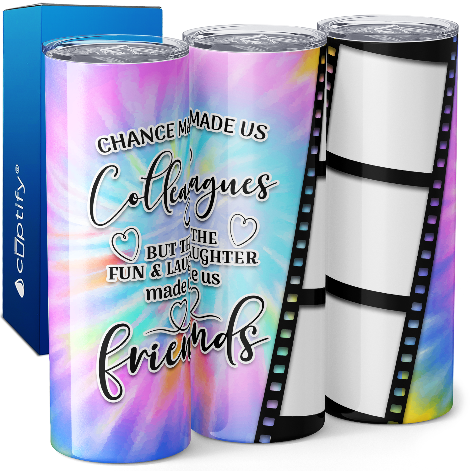 Personalized Photo Film Strip Chance Made Us Colleagues 20oz Skinny Tumbler