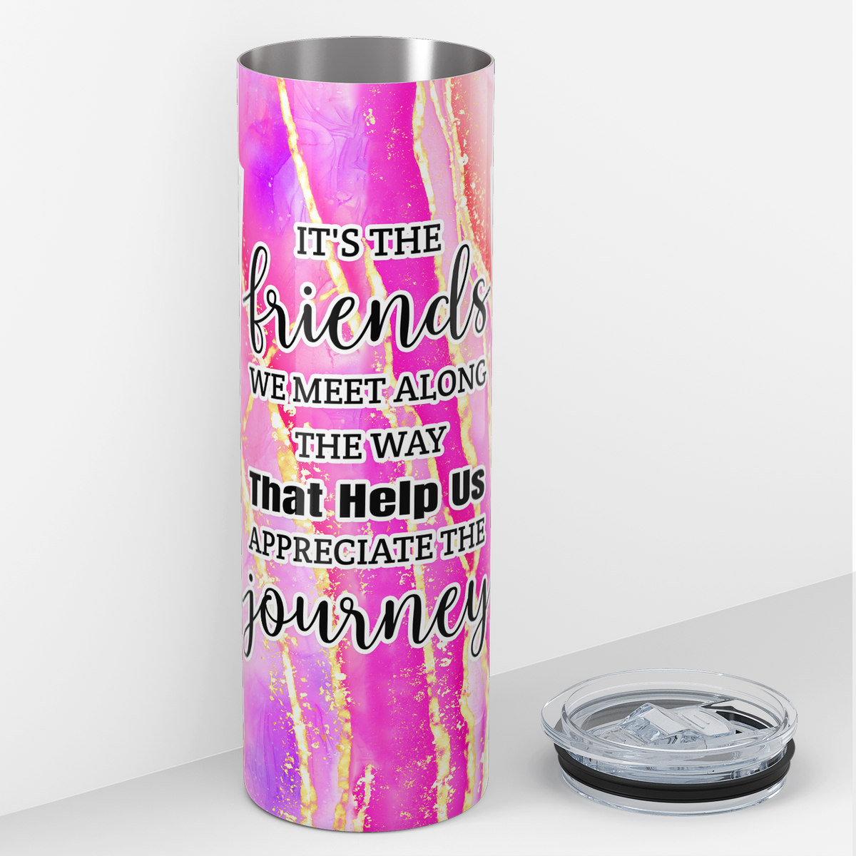Personalized Photo Picture Frames It's the Friends We Meet 20oz Skinny Tumbler