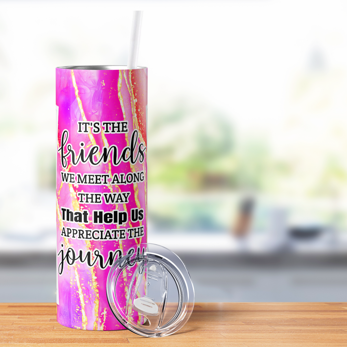 Personalized Photo Picture Frames It's the Friends We Meet 20oz Skinny Tumbler
