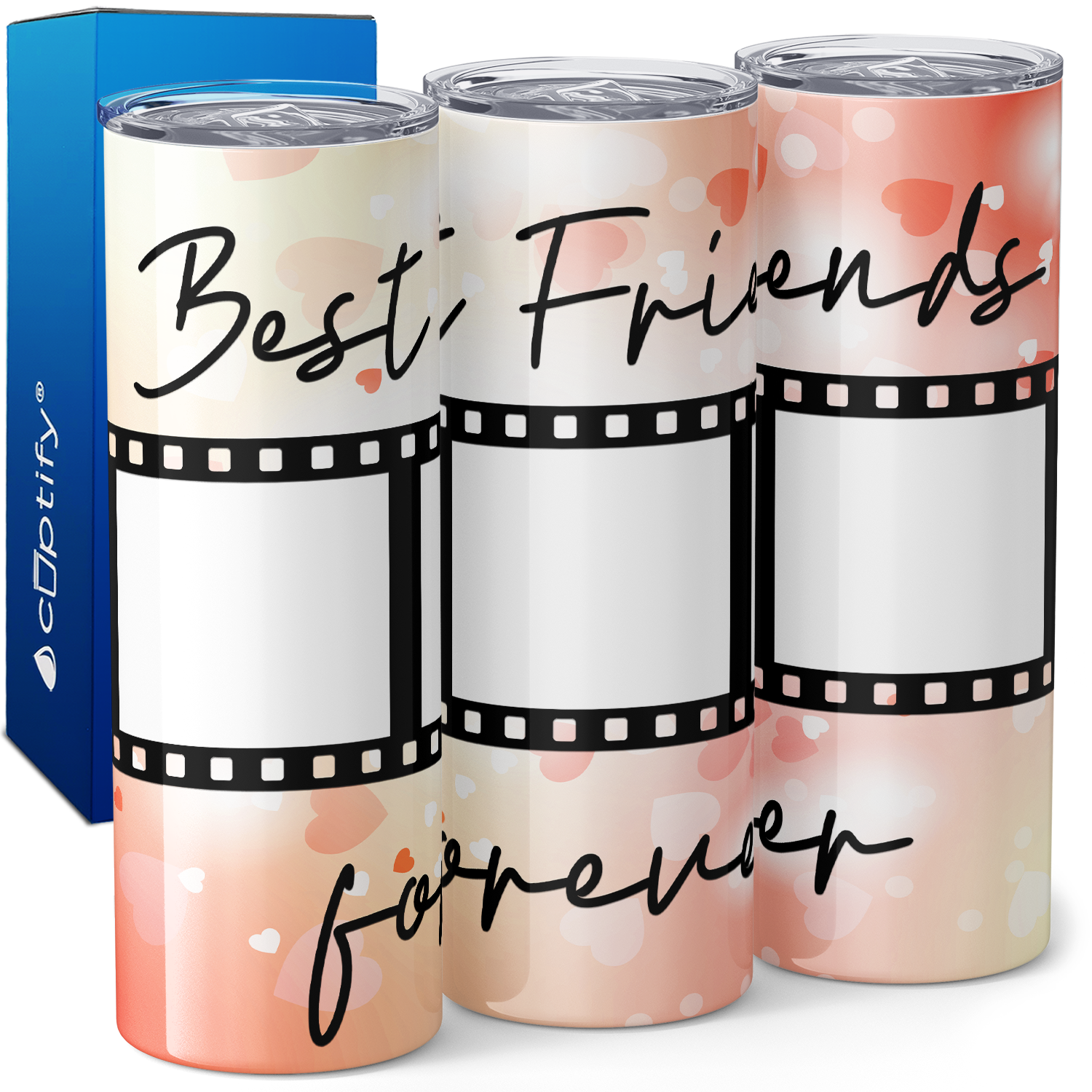 Personalized Photo Film Strip Best Friends Forever 20oz Skinny Tumbler