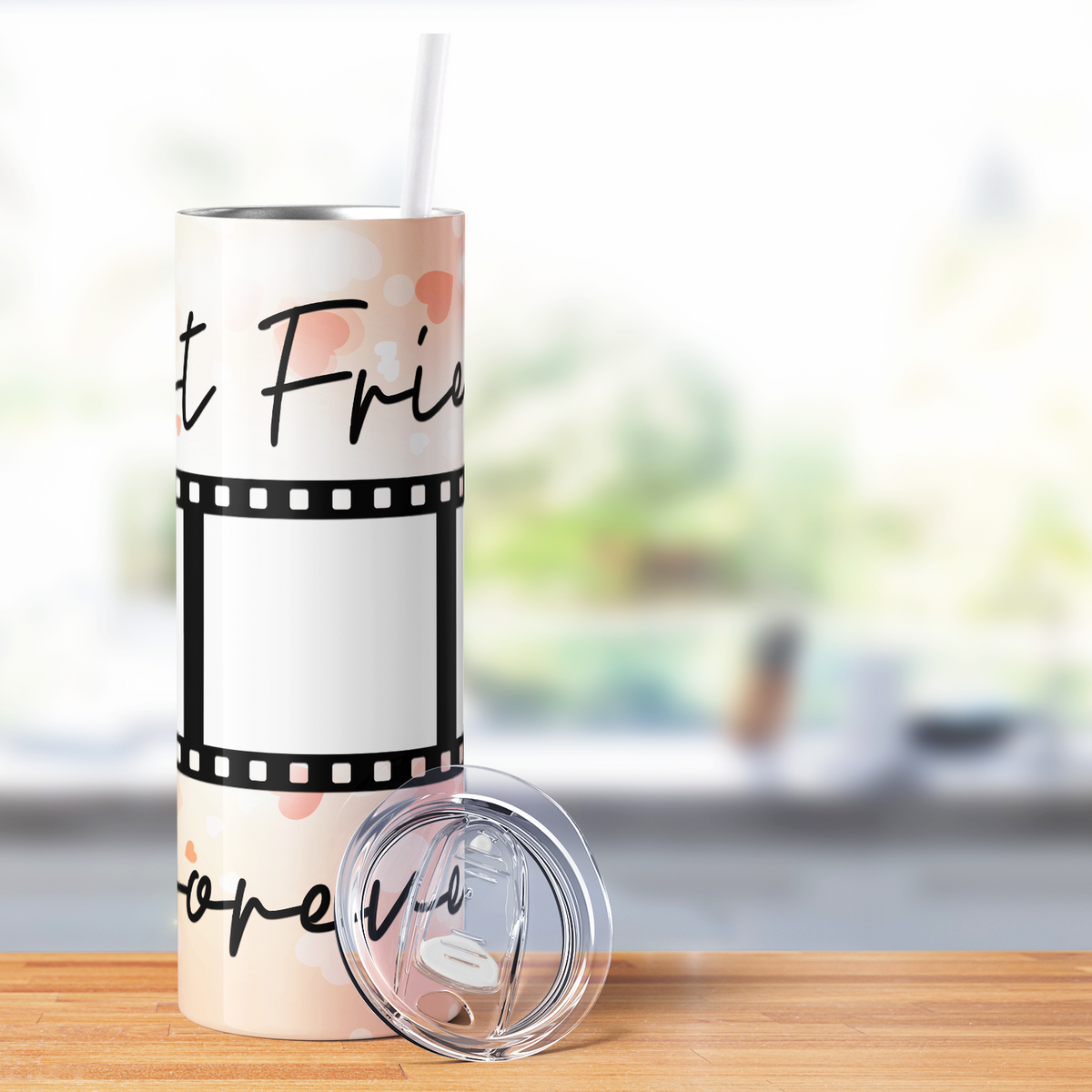 Personalized Photo Film Strip Best Friends Forever 20oz Skinny Tumbler