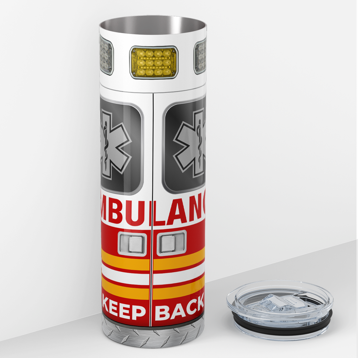 Paramedic Ambulance White and Red 20oz Skinny Tumbler