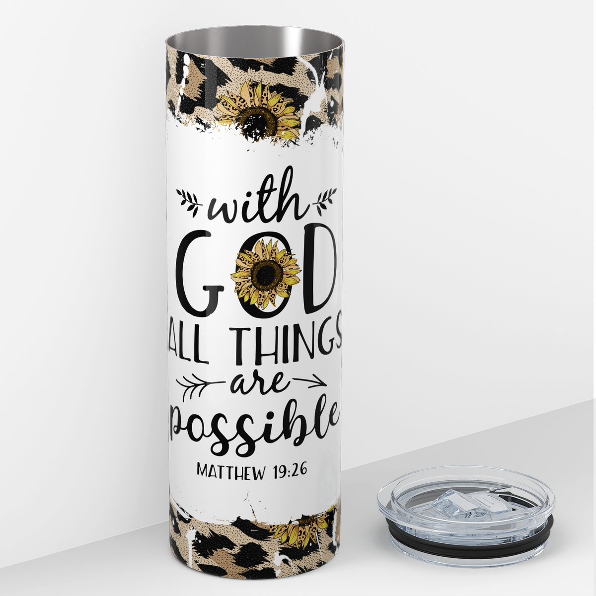 With God All Things Are Possible Matthew 19:26 20oz Skinny Tumbler
