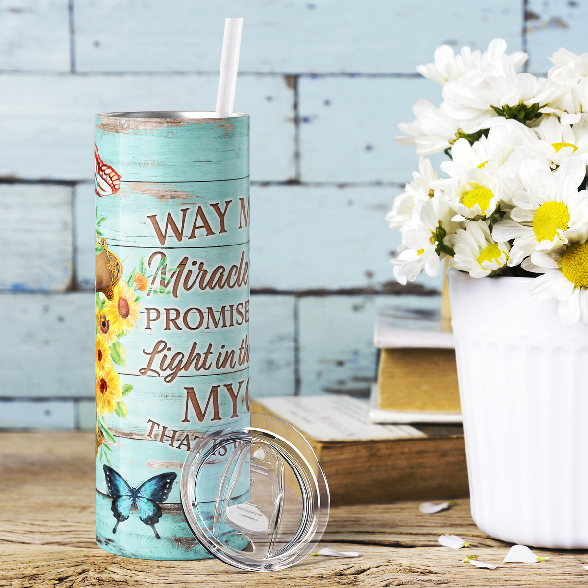 Way Maker Miracle Worker Promise Keeper 20oz Skinny Tumbler
