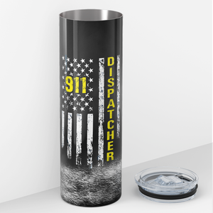 Personalized 911 Dispatcher Flag 20oz Skinny Tumbler