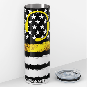 Personalized Dispatcher Thin Gold Line 20oz Skinny Tumbler