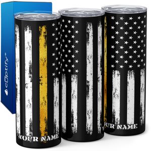 Personalized Thin Gold Line Dispatcher 20oz Skinny Tumbler