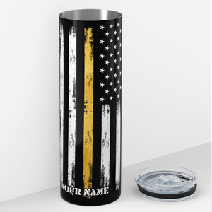 Personalized Thin Gold Line Dispatcher 20oz Skinny Tumbler