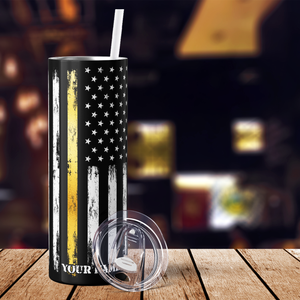 Personalized Thin Gold Line Dispatcher 20oz Skinny Tumbler