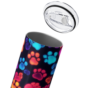 Colorful Paws Print 20oz Skinny Tumbler