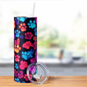 Colorful Paws Print 20oz Skinny Tumbler