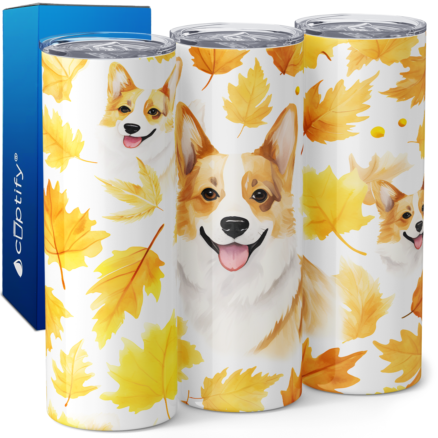 Pembroke Welsh Corgi Face in Autumn 20oz Skinny Tumbler