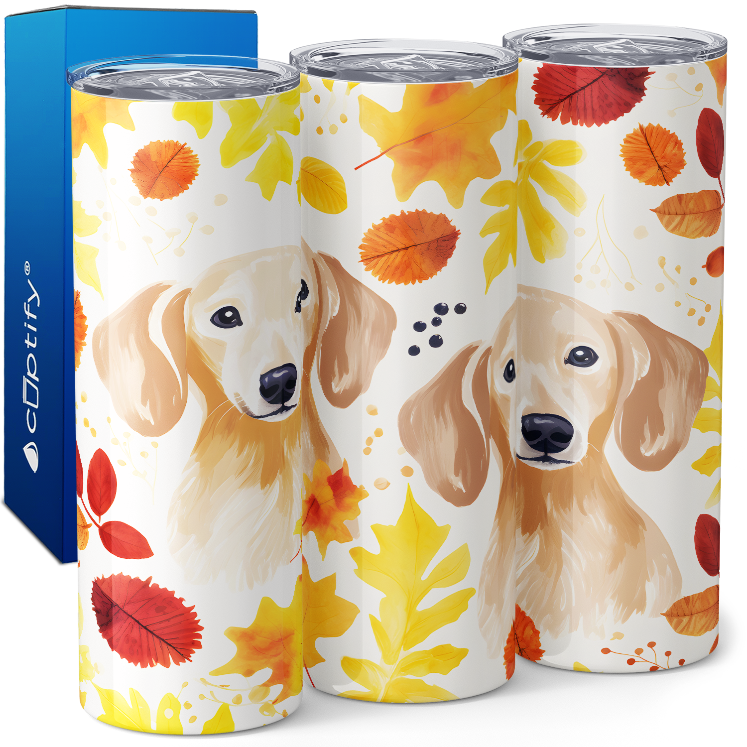 Dachshund Faces Autumn 20oz Skinny Tumbler