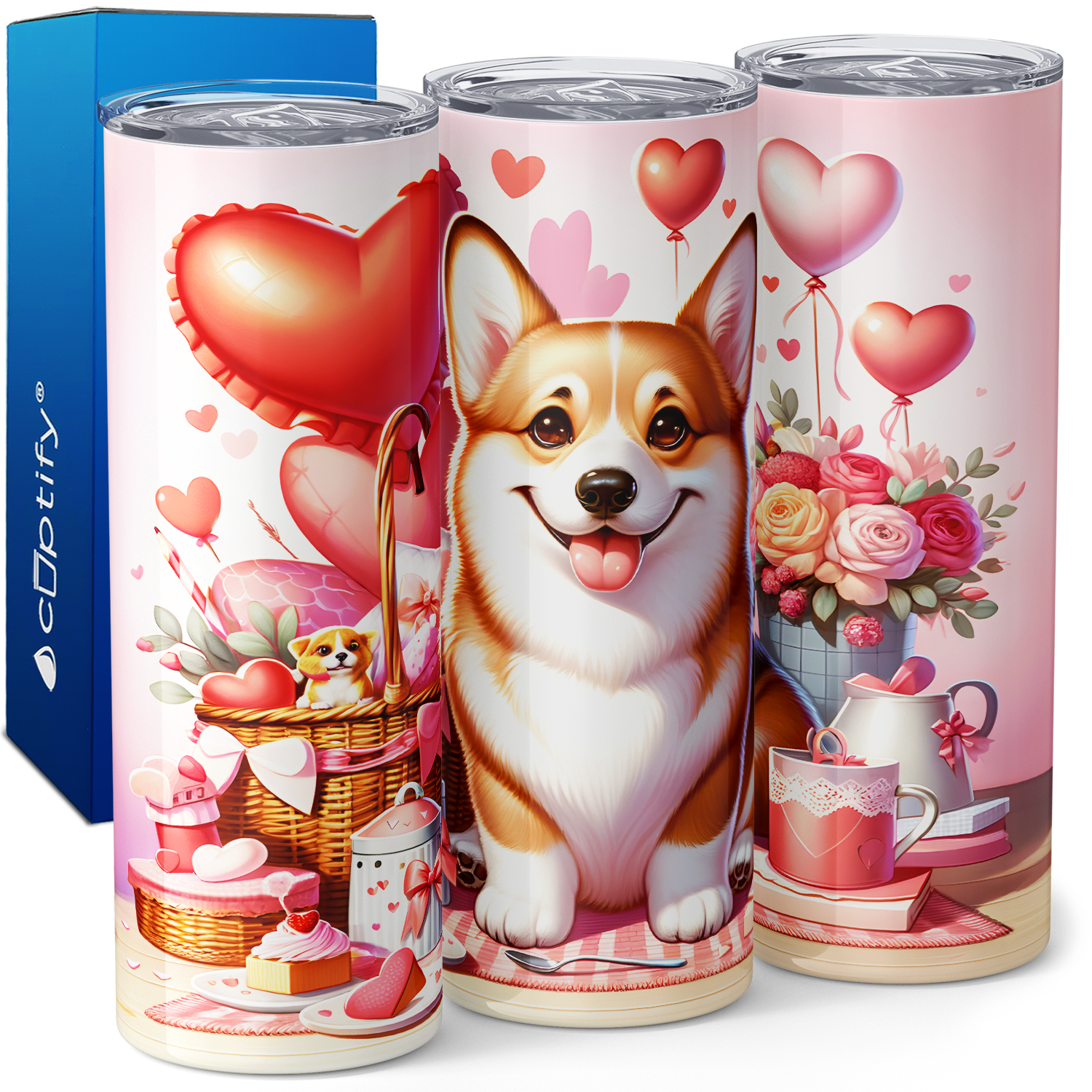 Valentines Day Corgi 20oz Skinny Tumbler