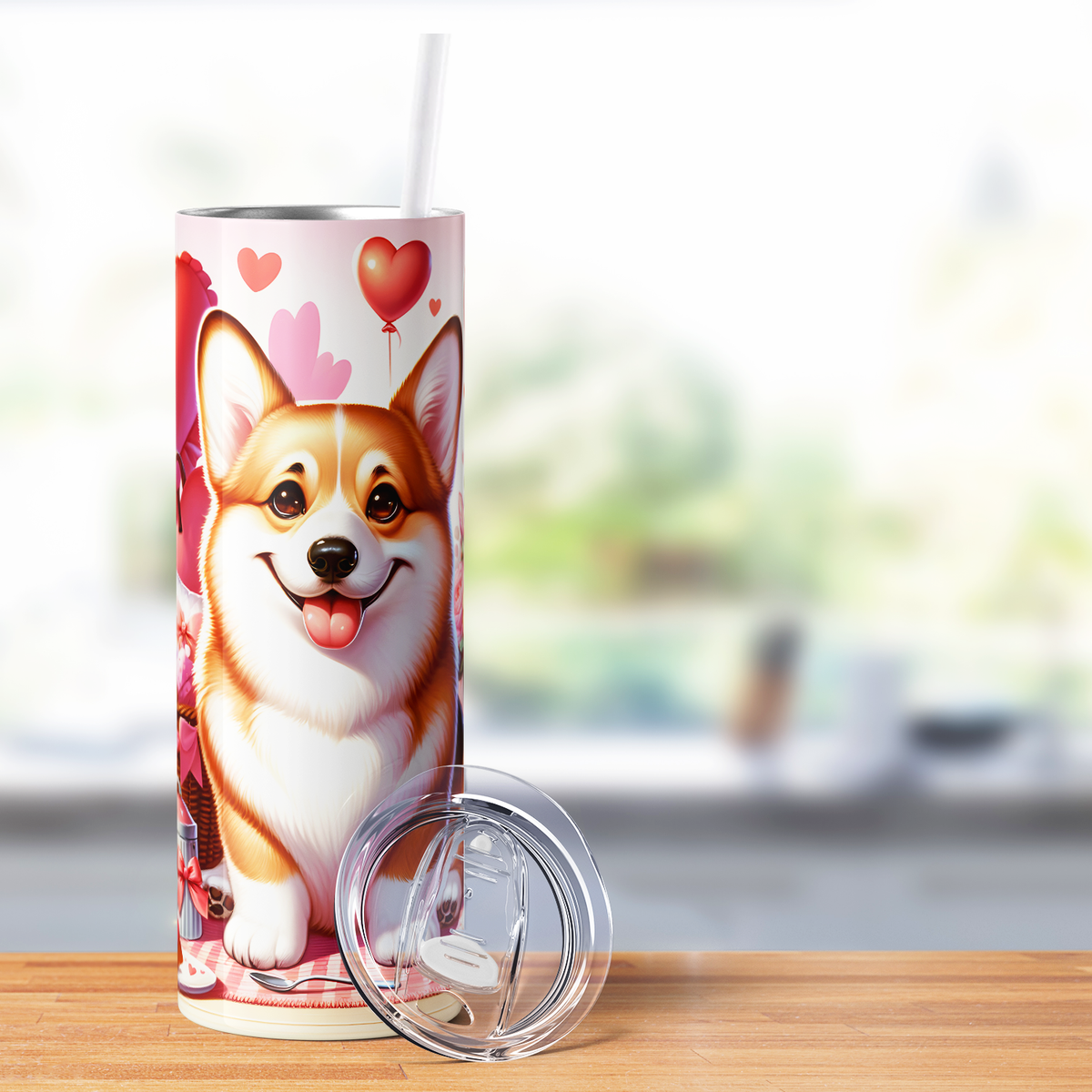 Valentines Day Corgi 20oz Skinny Tumbler