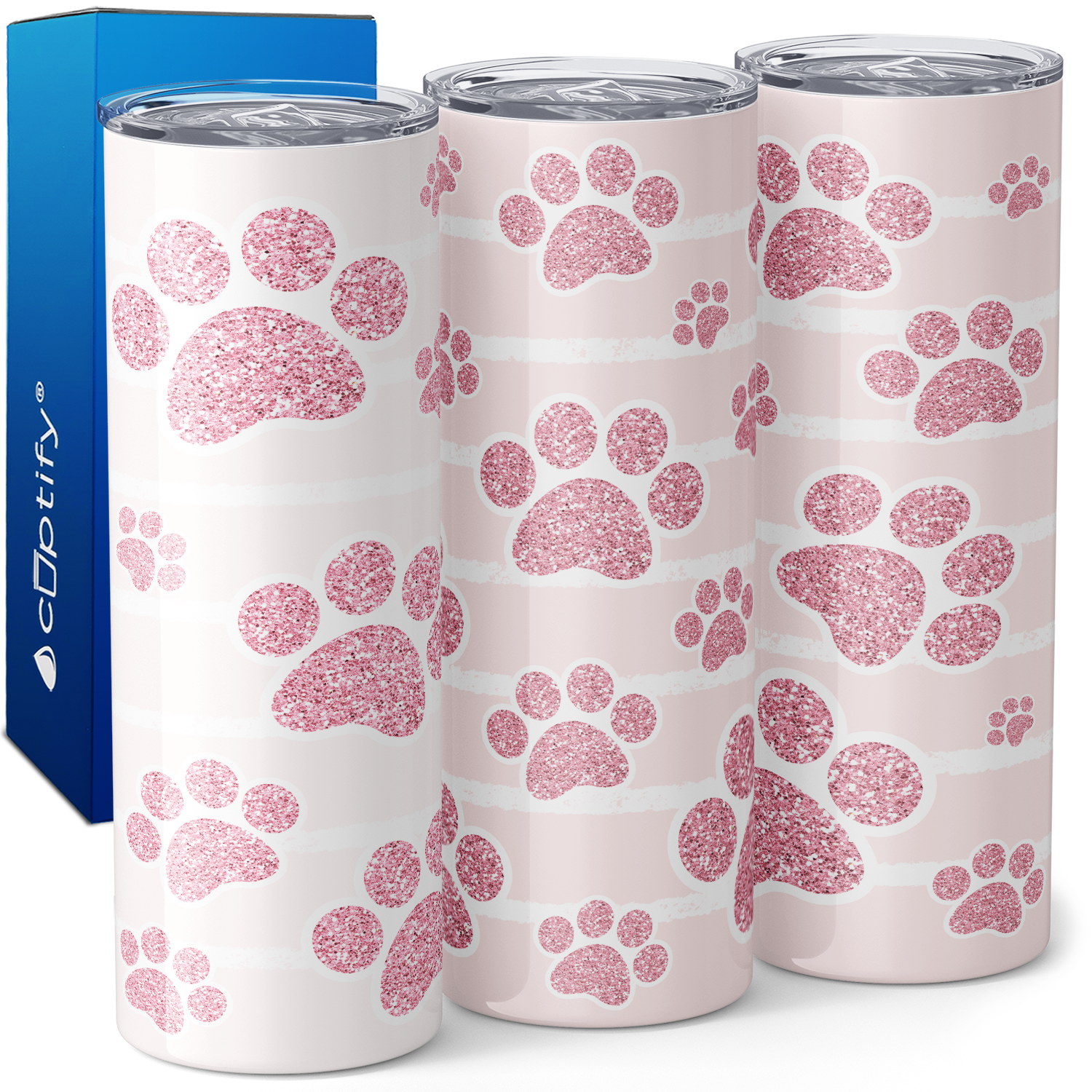 Paws Print Pink 20oz Skinny Tumbler