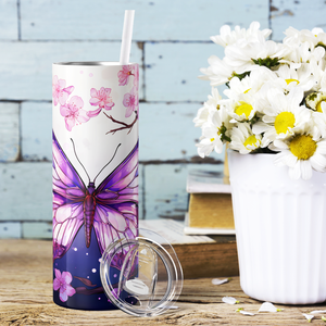Butterfly Sakura Tree 20oz Skinny Tumbler