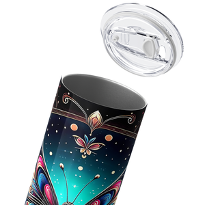 Butterfly Pink and Blue 20oz Skinny Tumbler