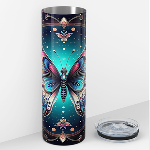 Butterfly Pink and Blue 20oz Skinny Tumbler