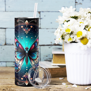 Butterfly Pink and Blue 20oz Skinny Tumbler