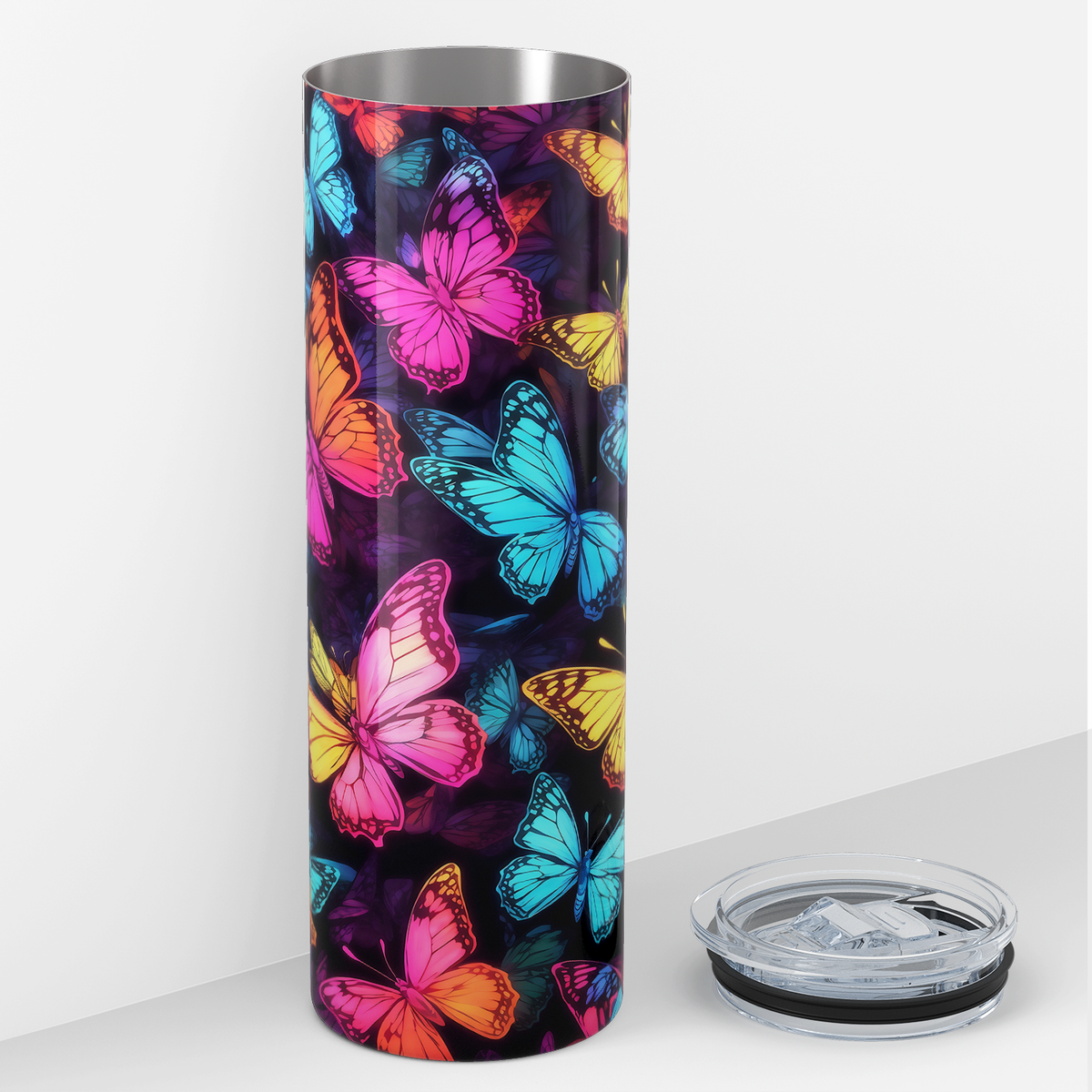 Neon Butterflies 20oz Skinny Tumbler