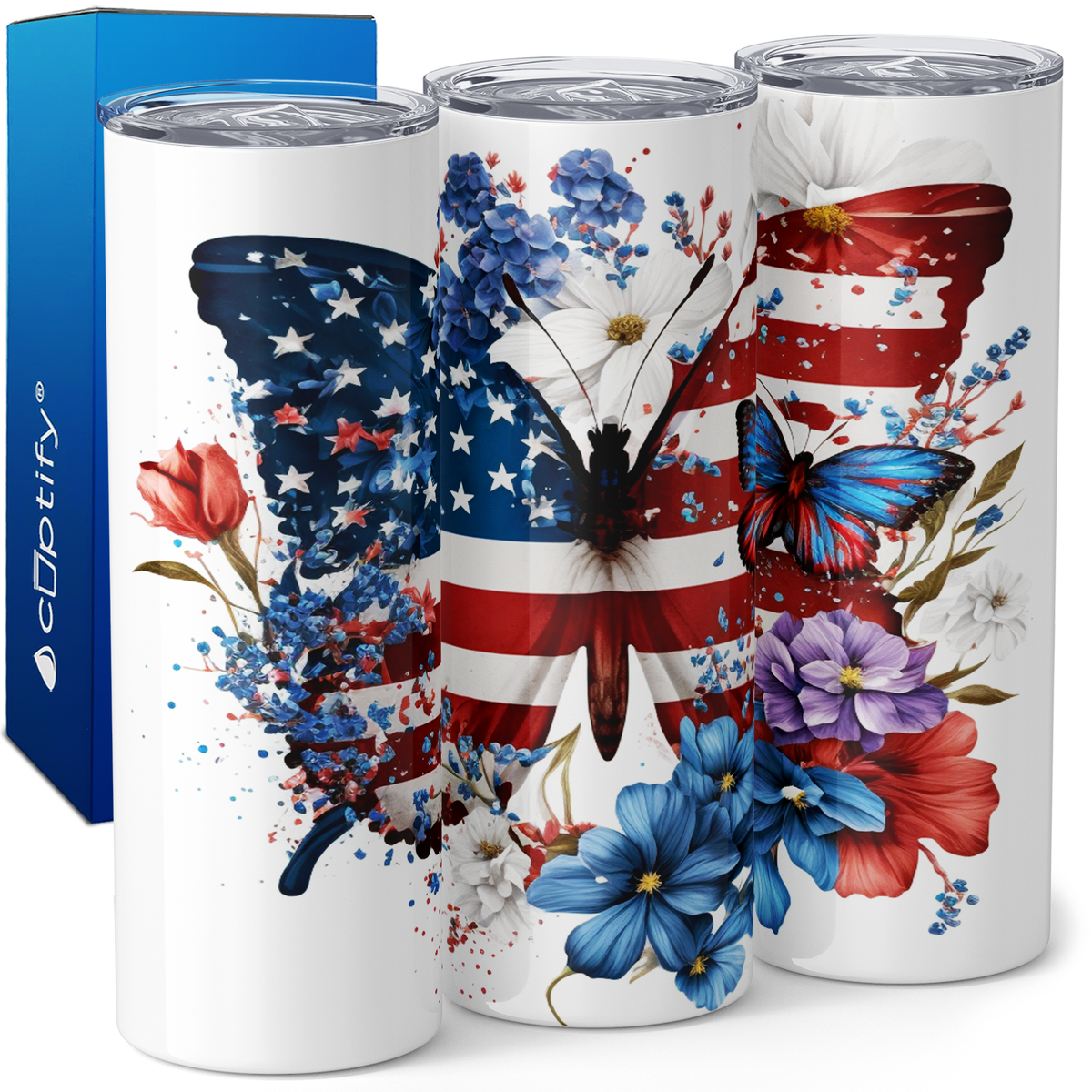 American Butterflies 20oz Skinny Tumbler