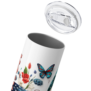 Butterfly God Bless America 20oz Skinny Tumbler