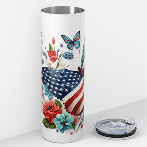 Butterfly God Bless America 20oz Skinny Tumbler